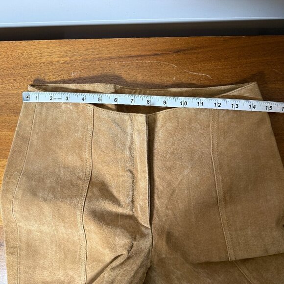 Maxima Wilsons Leather Suede Pants Wide Leg Bottom Camel/Carmel Color Sz 6 - Picture 12 of 12